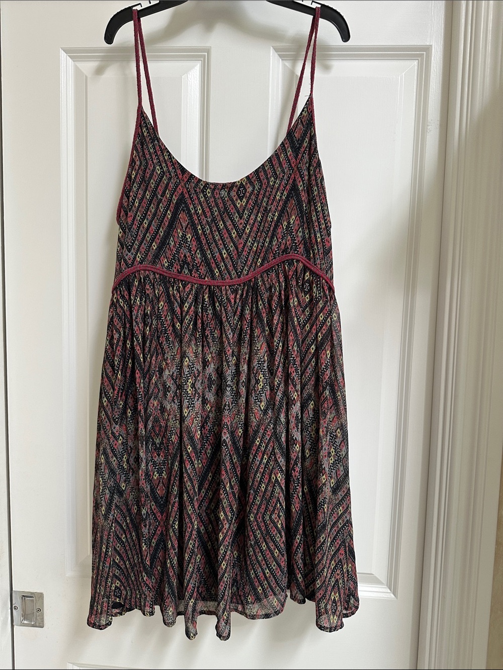 Free People Printed Spaghetti Strap Dress in Burgundy and Black
